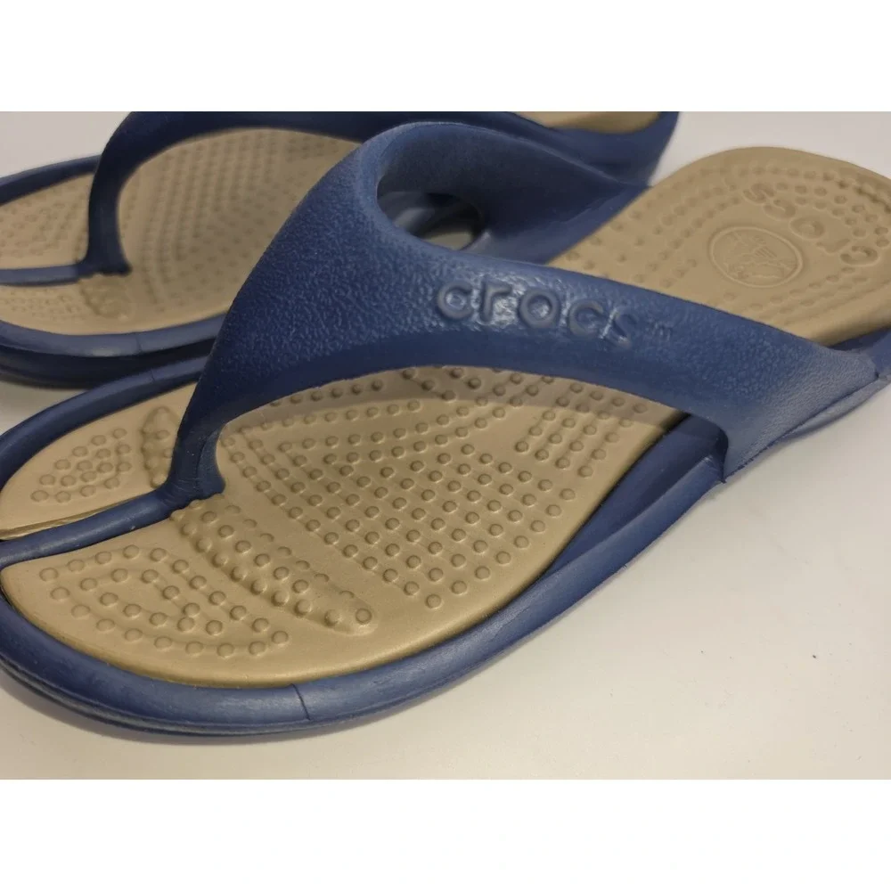 Crocs Athens Men's Flip Flops (Navy Blue / Khaki Tan) M4 W6